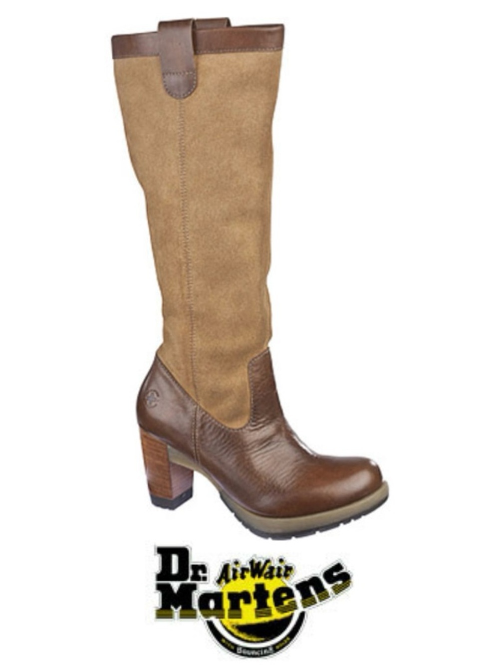 Doc Martens Josie Tan and Biscuit Knee-High Boots Block Herl Womens Size 7 RARE! - Picture 1 of 8